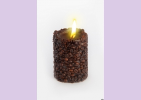Свеча-эко ручной работы COFFEE с зернами и ароматом кофе, d6-7 h9-10 см, круглая TM Aromatte